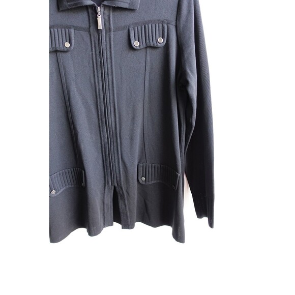 Exclusively Misook Black Zip Up Cardigan Sweater Size Medium - Picture 3 of 4